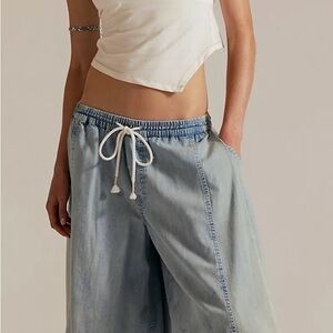 Free People Distant Lover Culotte Denim Shorts with Tag